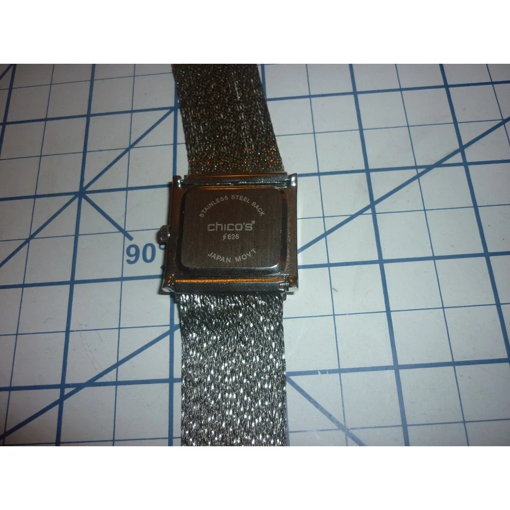 Chicos Square Face Watch NWOT New Battery Silver Multi Strand Mesh Bracelet